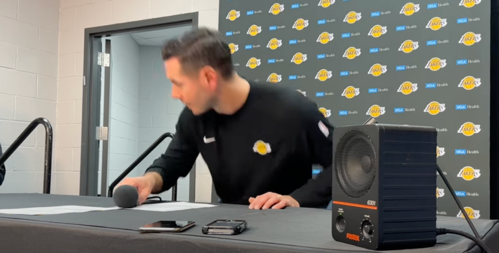 Redick puts down the microphone to end the presser.